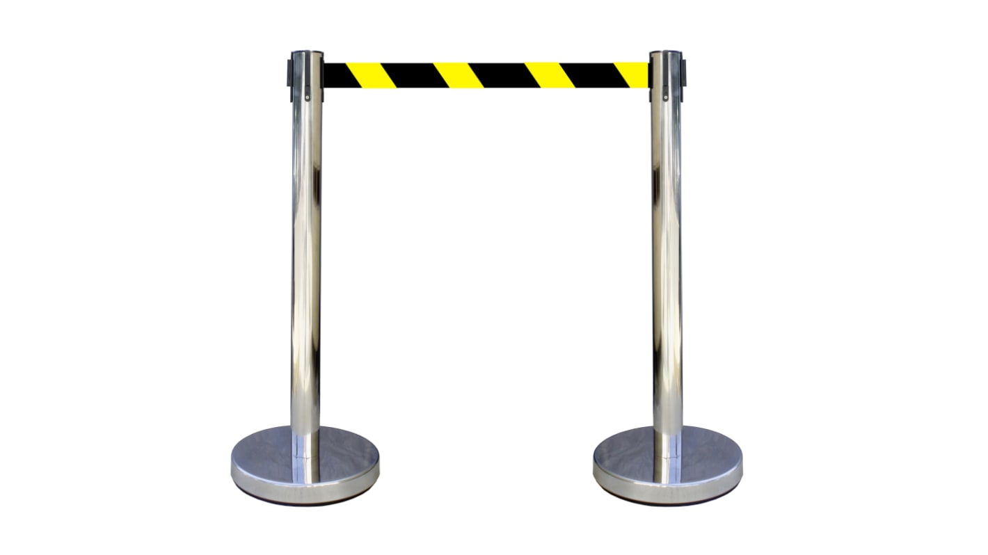 Viso Black & Yellow Steel Safety Barrier, 3m, Black, Yellow Tape