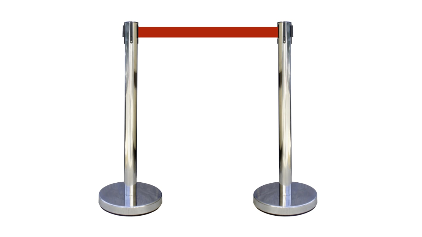 Viso Chrome Stainless Steel Retractable Barrier, 3m, Red Tape