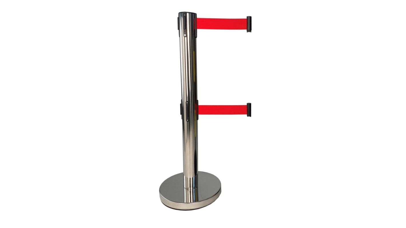 Viso Chrome Stainless Steel Retractable Barrier, 4m, Red Tape