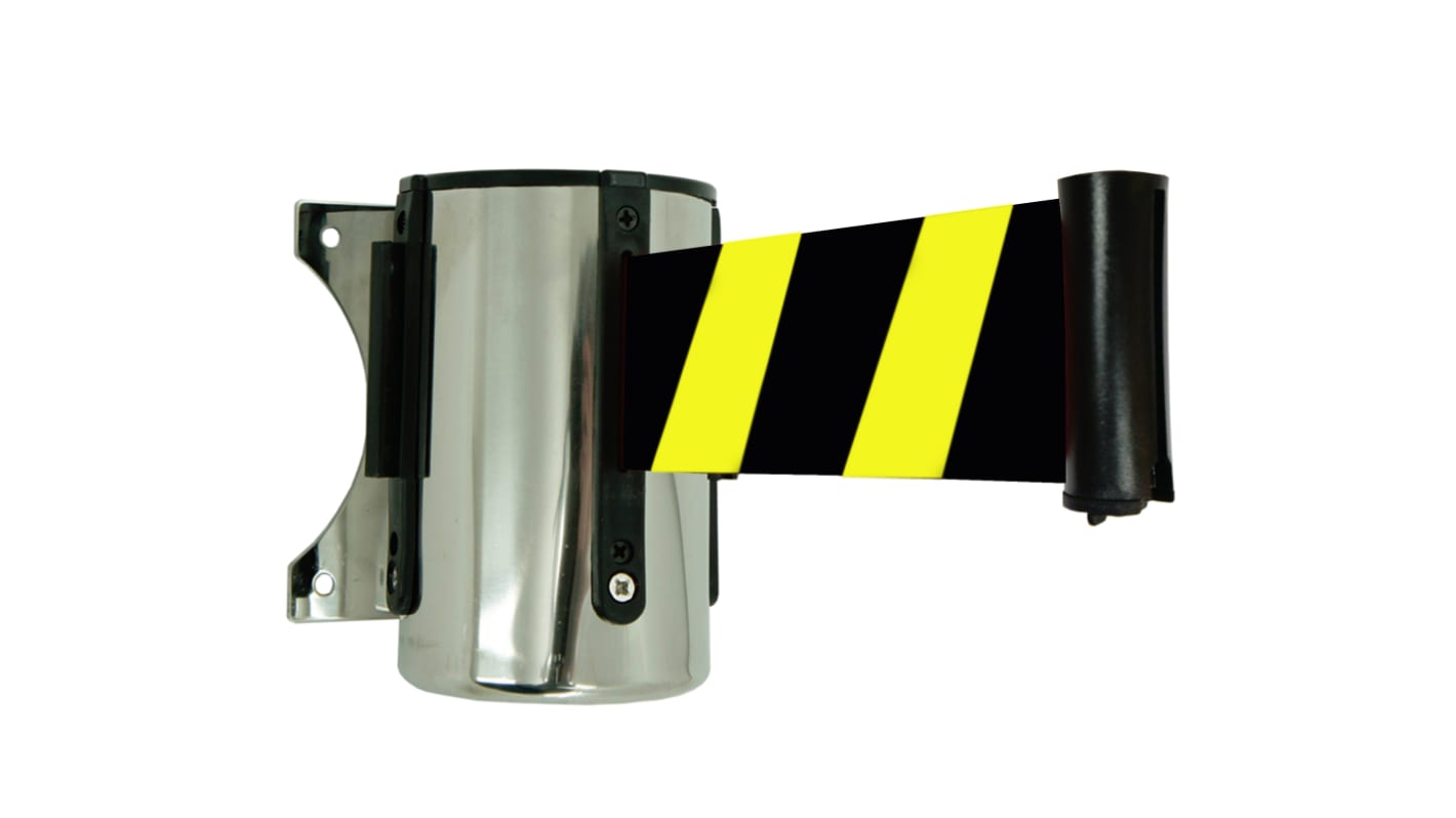 Viso Black & Yellow Aluminium Retractable Barrier, 3m, Black, Yellow Tape