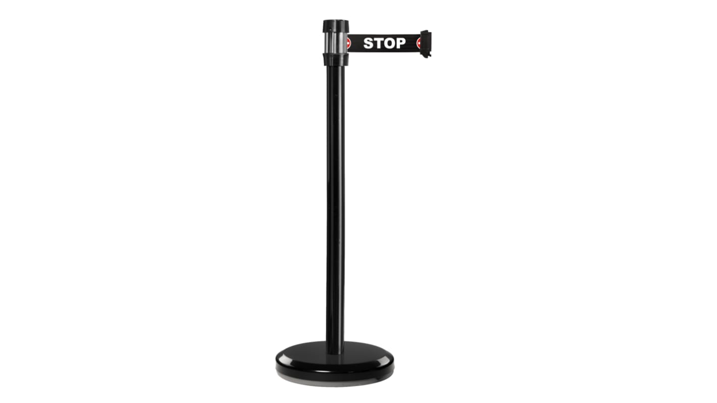 Black guiding post - 2m black STOP logo