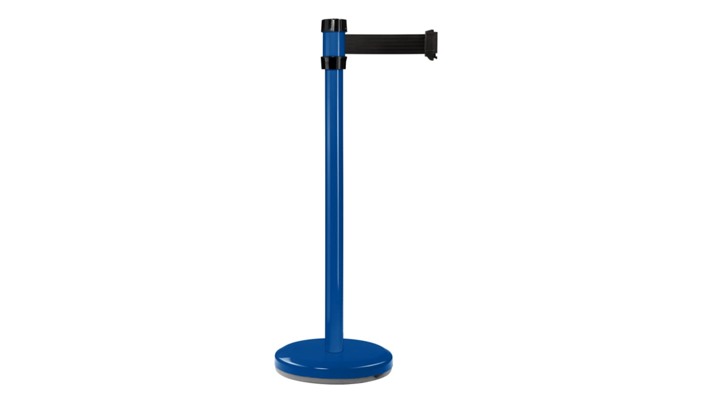 Viso Blue Steel Retractable Barrier, 2m, Black Tape