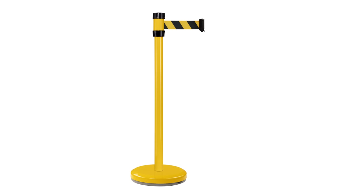 Viso Yellow Steel Retractable Barrier, 2m, Black, Yellow Tape