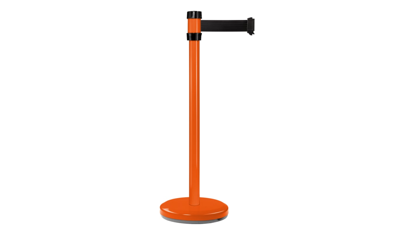 Viso Orange Steel Retractable Barrier, 2m, Black Tape