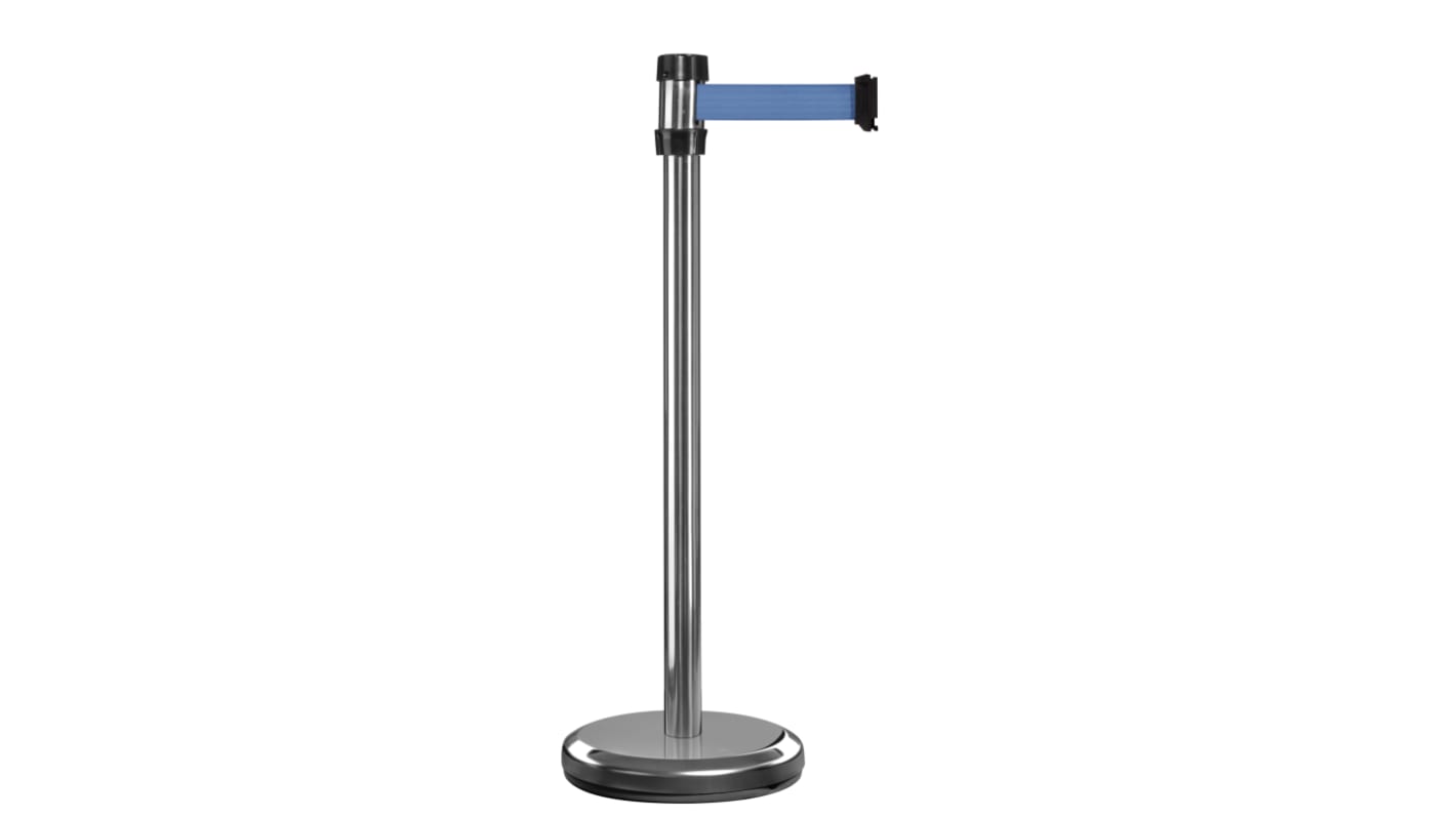 Viso Grey Aluminium Retractable Barrier, 2m, Blue Tape