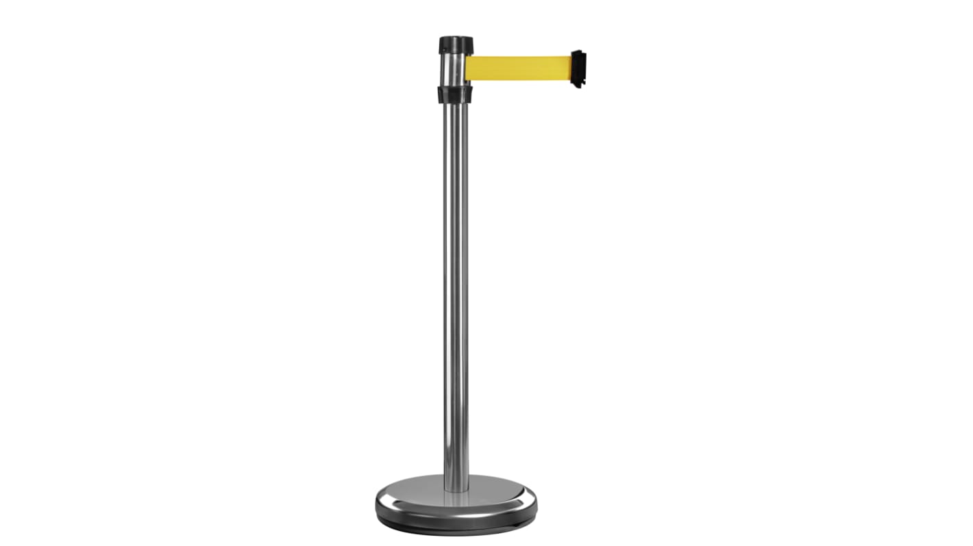 Viso Grey Aluminium Retractable Barrier, 2m, Yellow Tape