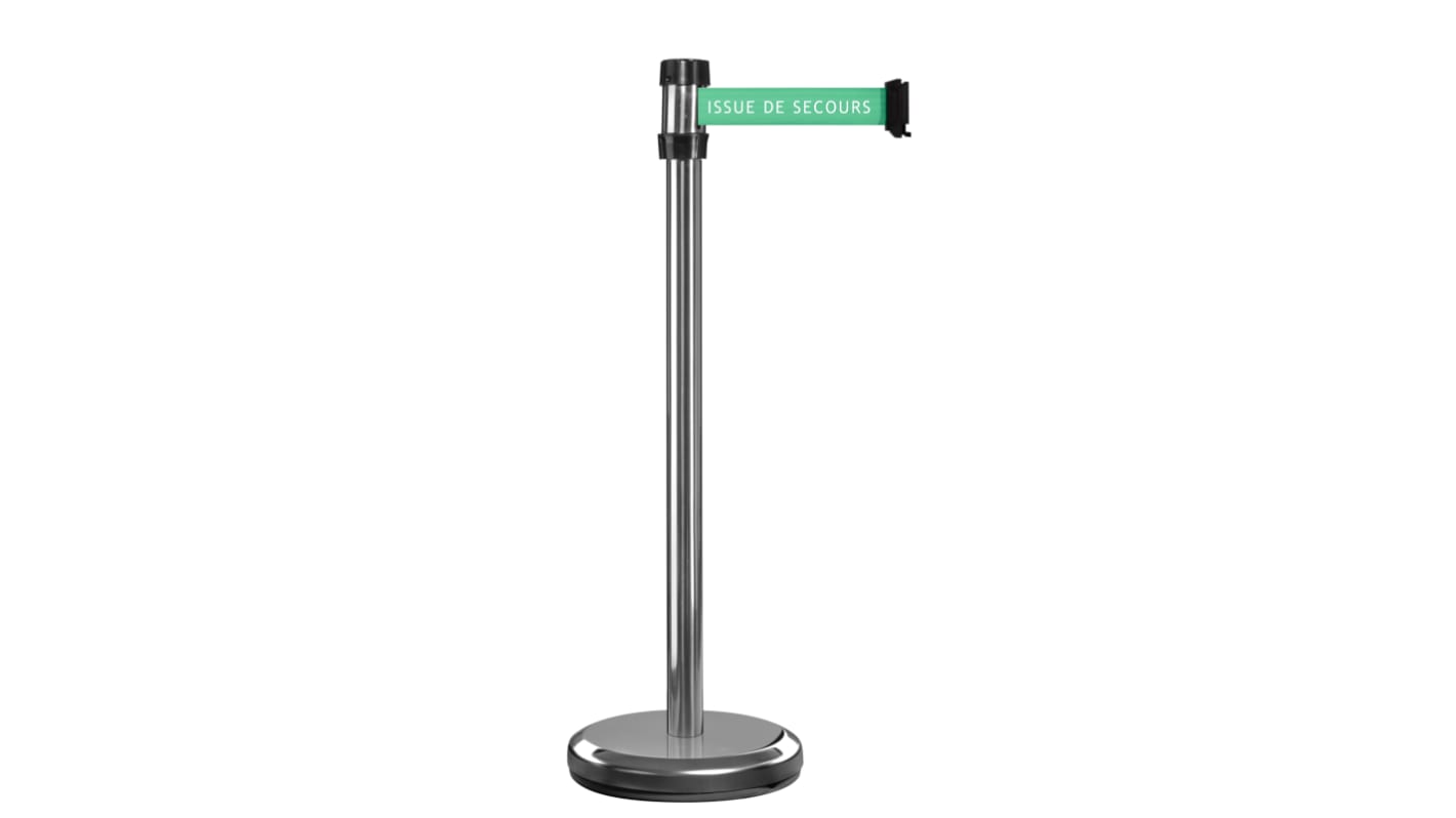 Viso Grey Aluminium Retractable Barrier, 2m, Green Tape