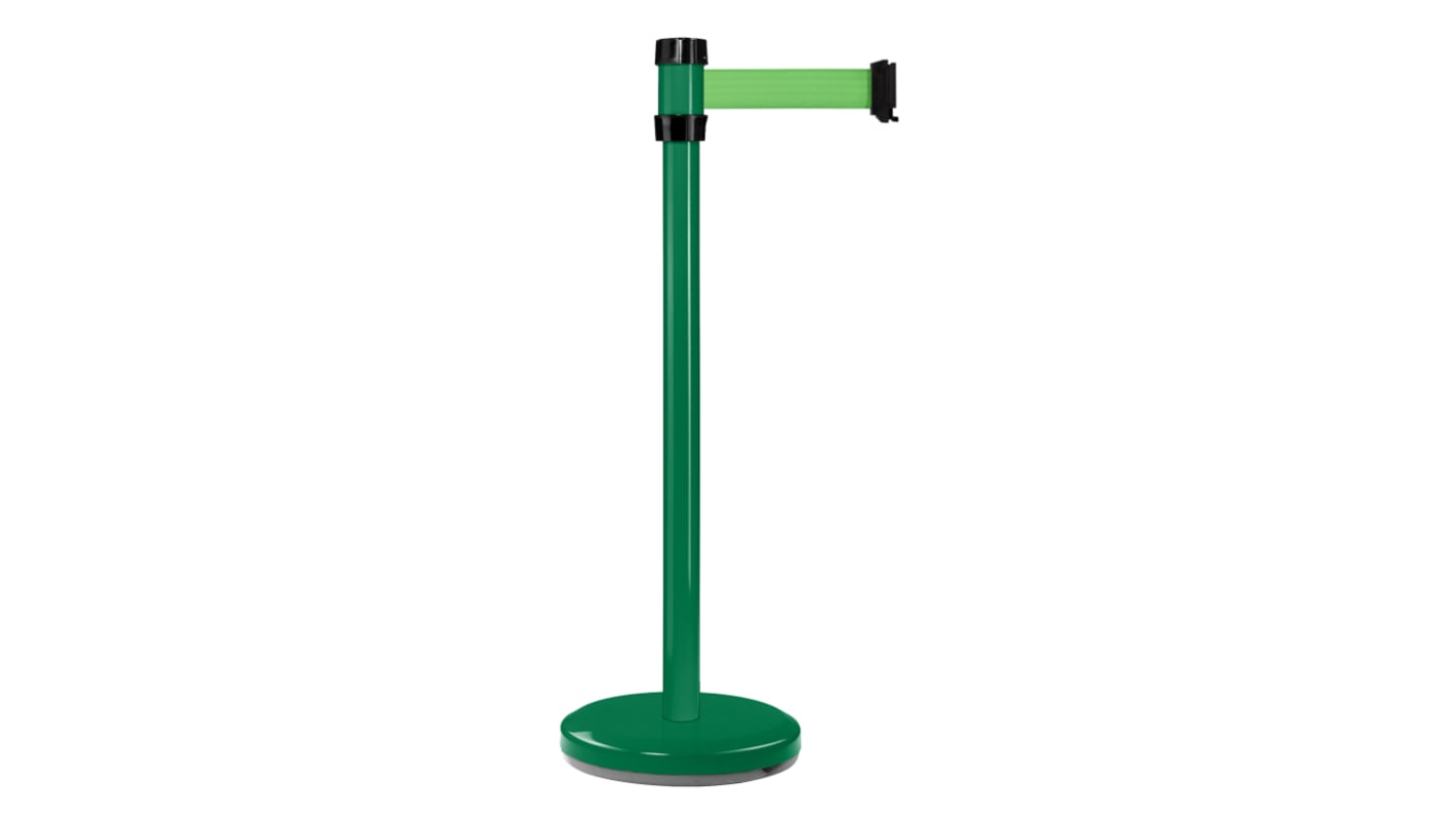 Viso Green Steel Retractable Barrier, 2m, Green Tape