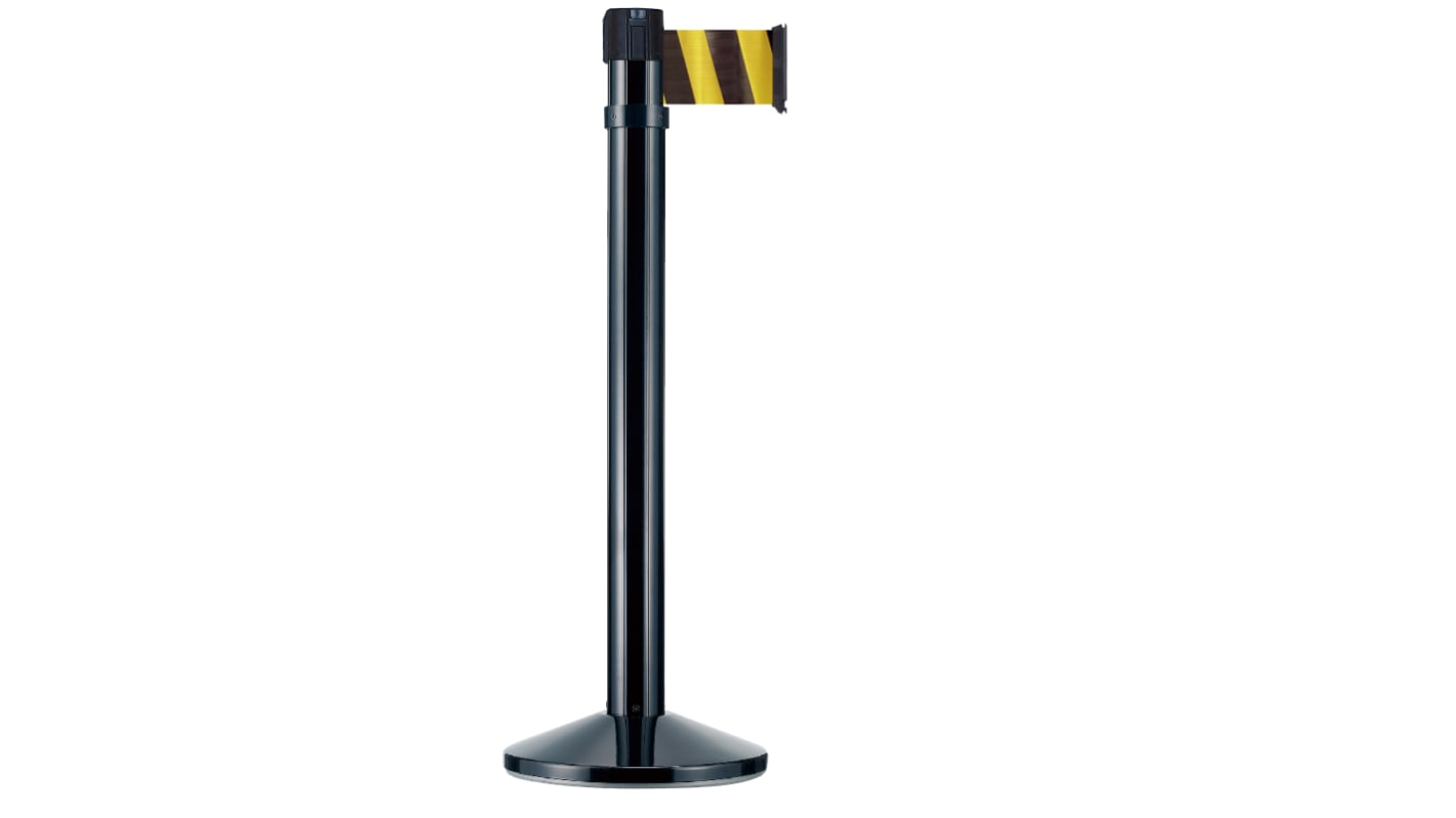 Viso Black Aluminium Retractable Barrier, 4m, Black, Yellow Tape