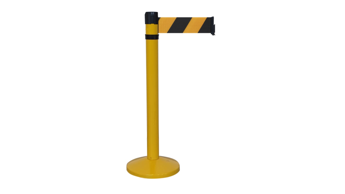 Viso Black & Yellow Steel Safety Barrier, 4m, Black, Yellow Tape