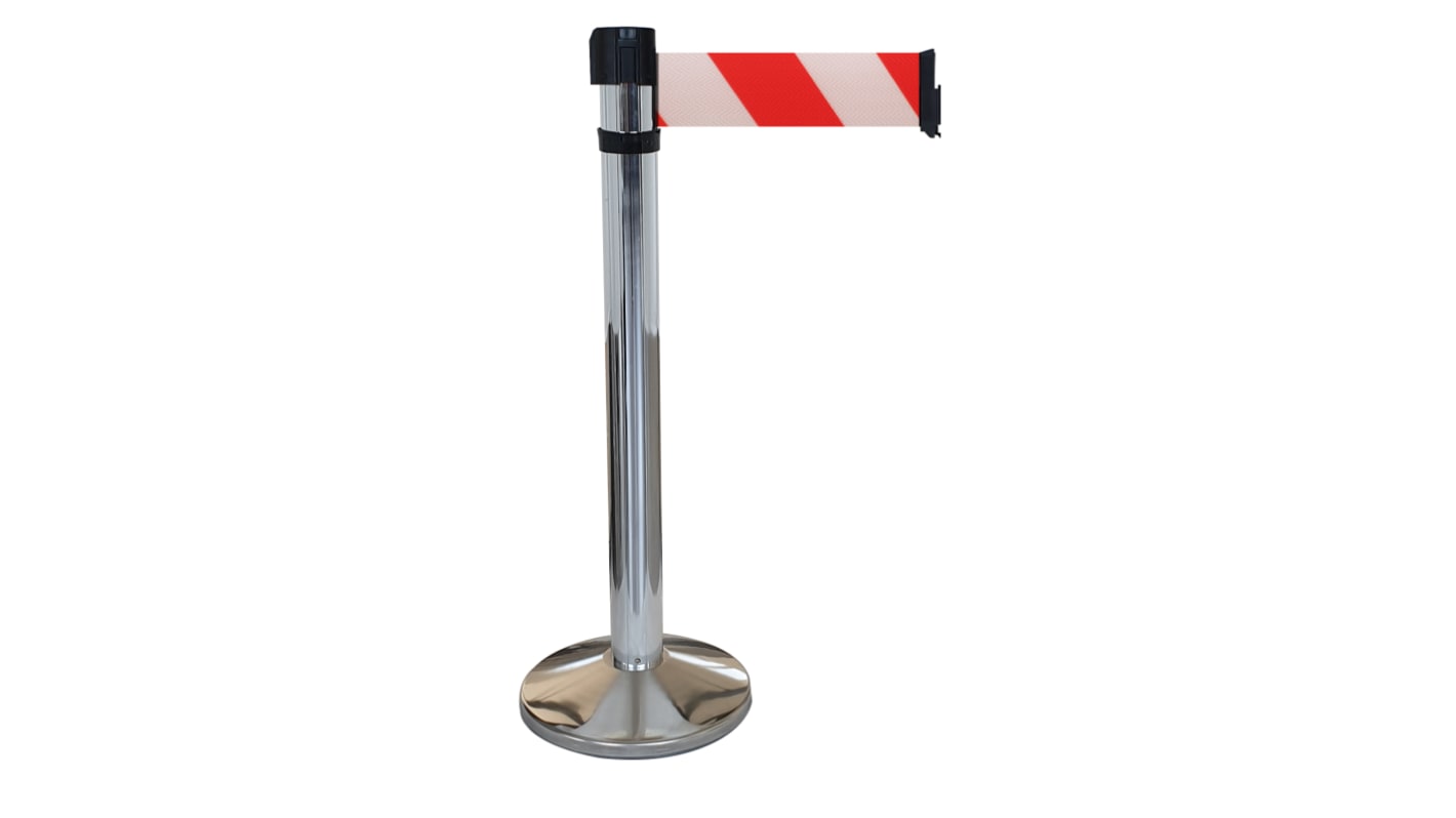 Viso Grey Aluminium Retractable Barrier, 4m, Red, White Tape