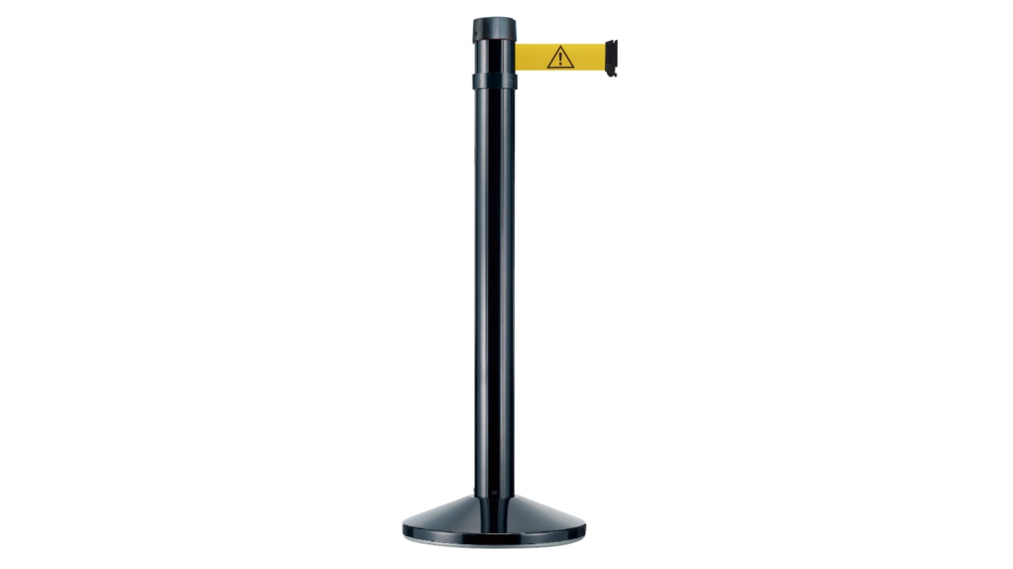 Viso Black Aluminium Retractable Barrier, 4m, Yellow Tape