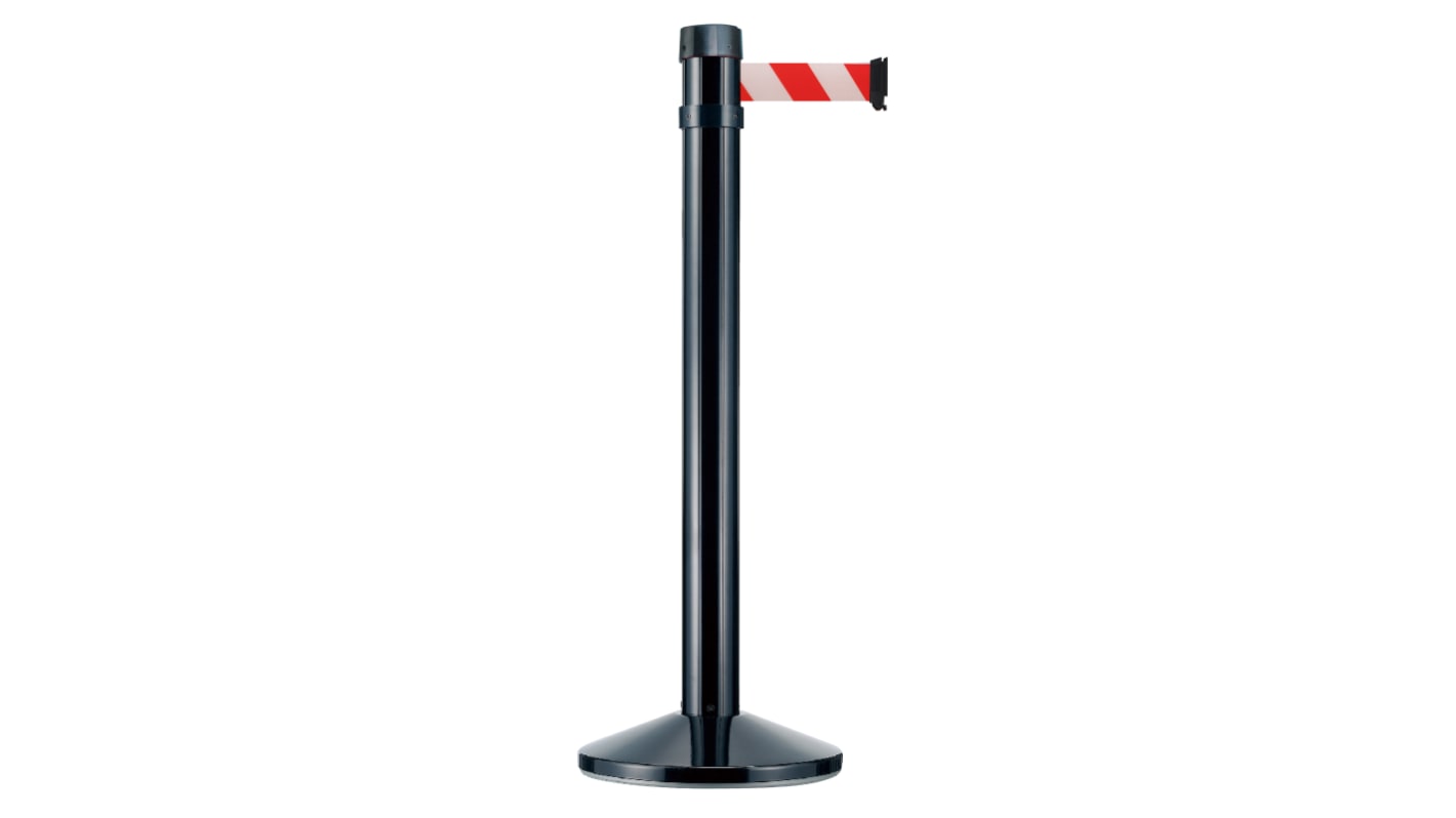 Viso Black Aluminium Retractable Barrier, 4m, Red, White Tape