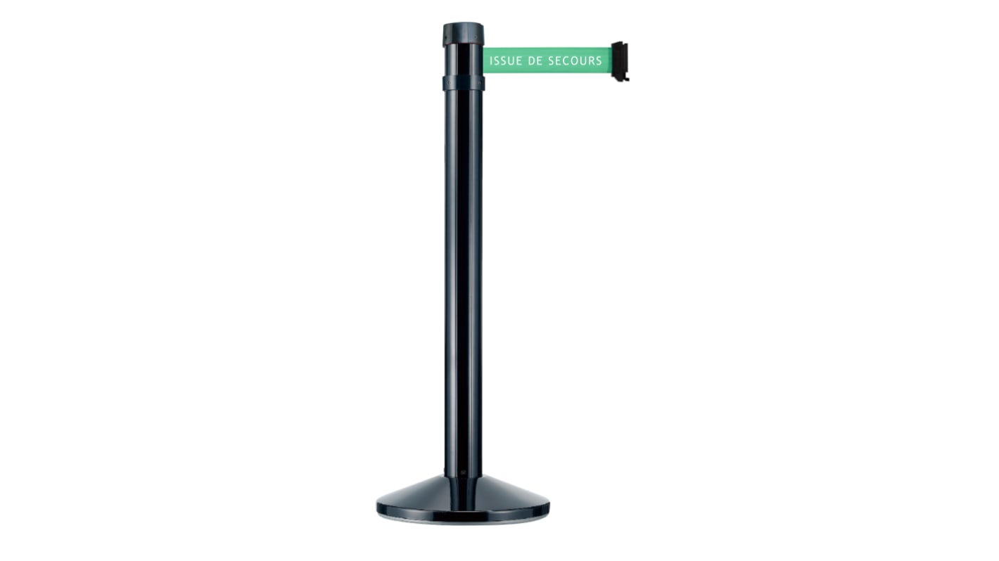 Viso Black Aluminium Retractable Barrier, 4m, Green Tape