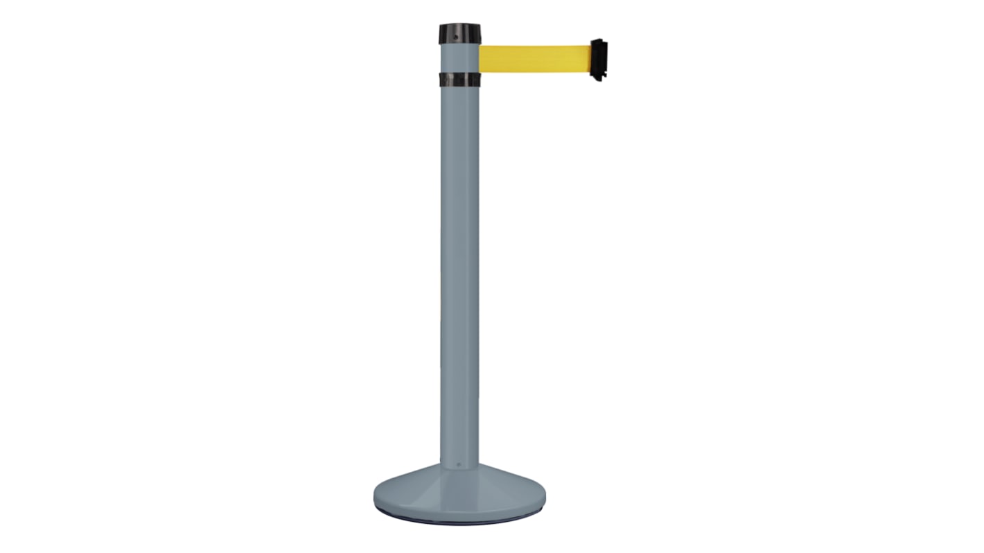 Viso Grey Aluminium Retractable Barrier, 4m, Yellow Tape