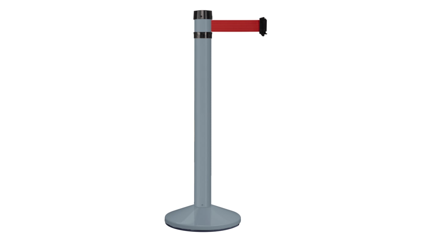 Viso Grey Aluminium Retractable Barrier, 4m, Red Tape