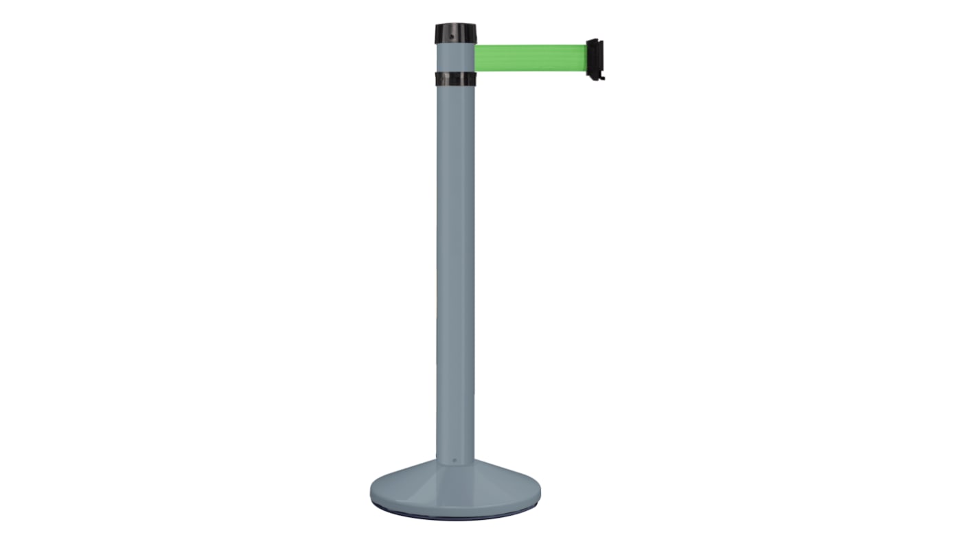 Viso Grey Aluminium Retractable Barrier, 4m, Green Tape