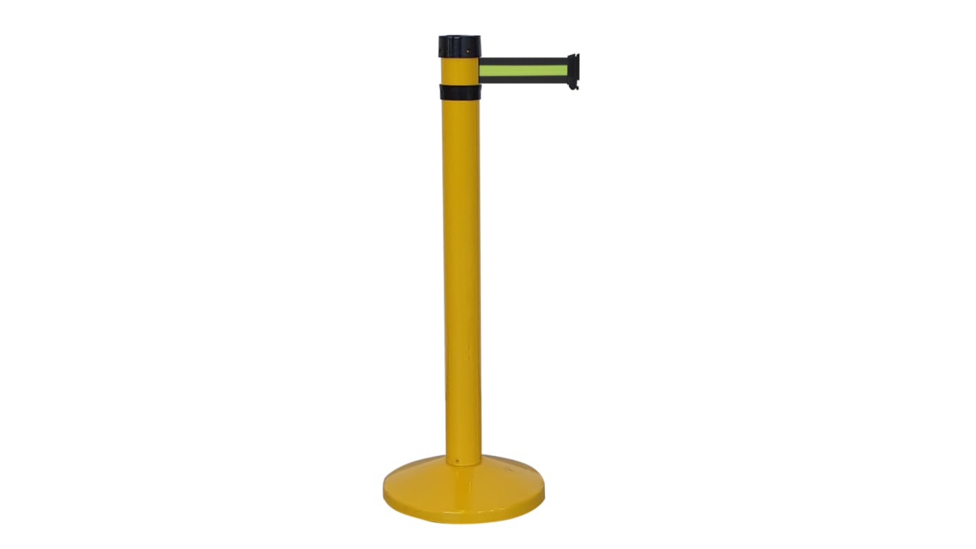 Viso Black & Yellow Steel Safety Barrier, 4m, Black, Yellow Tape