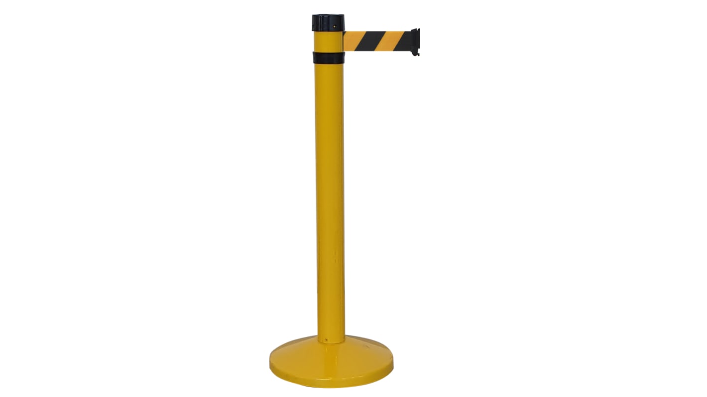 Viso Black & Yellow Steel Safety Barrier, 4m, Black, Yellow Tape