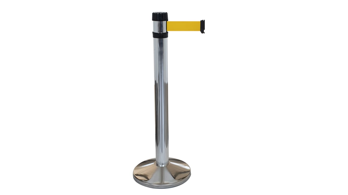 Viso Grey Aluminium Barrier Post, 4m, Yellow Tape