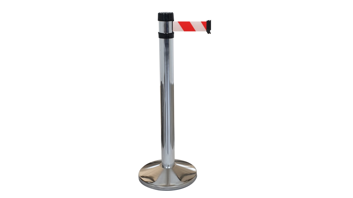 Viso Grey Aluminium Retractable Barrier, 4m, Red, White Tape