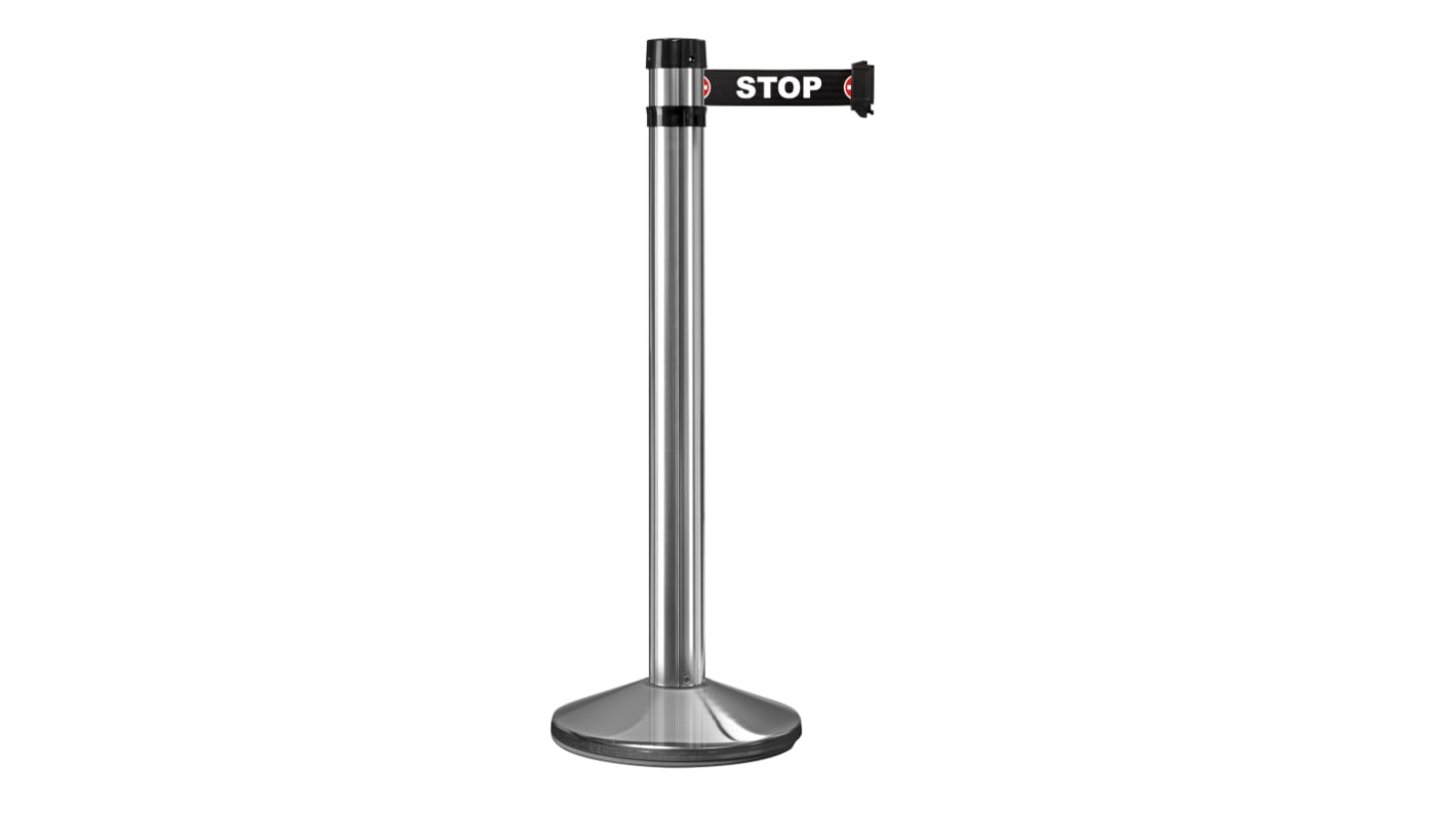 Viso Grey Aluminium Retractable Barrier, 4m, Black Tape