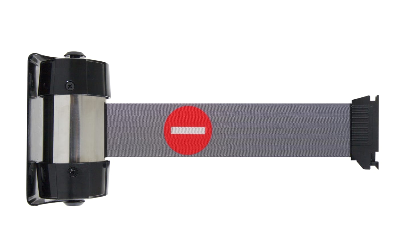 Viso Grey Steel Retractable Barrier, 4m, Grey Tape