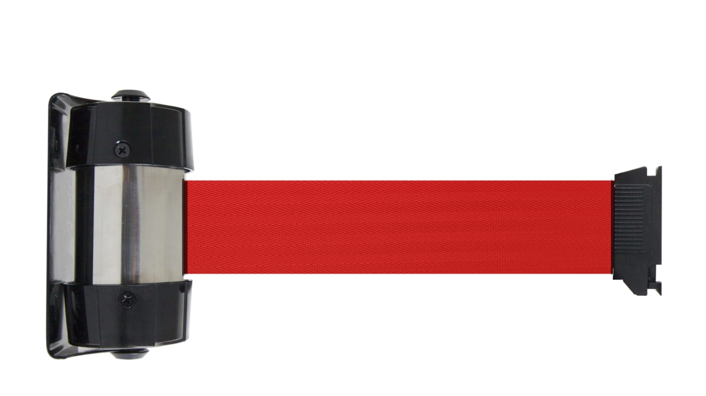 Viso Red Steel Retractable Barrier, 4m, Red Tape