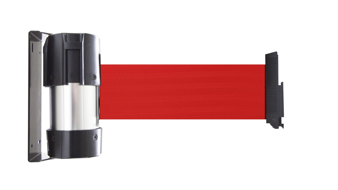 Viso Red Steel Retractable Barrier, 4m, Red Tape