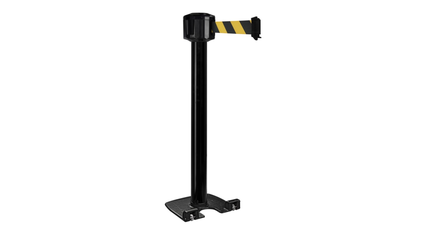 Viso Black Aluminium Retractable Barrier, 10m, Black, Yellow Tape