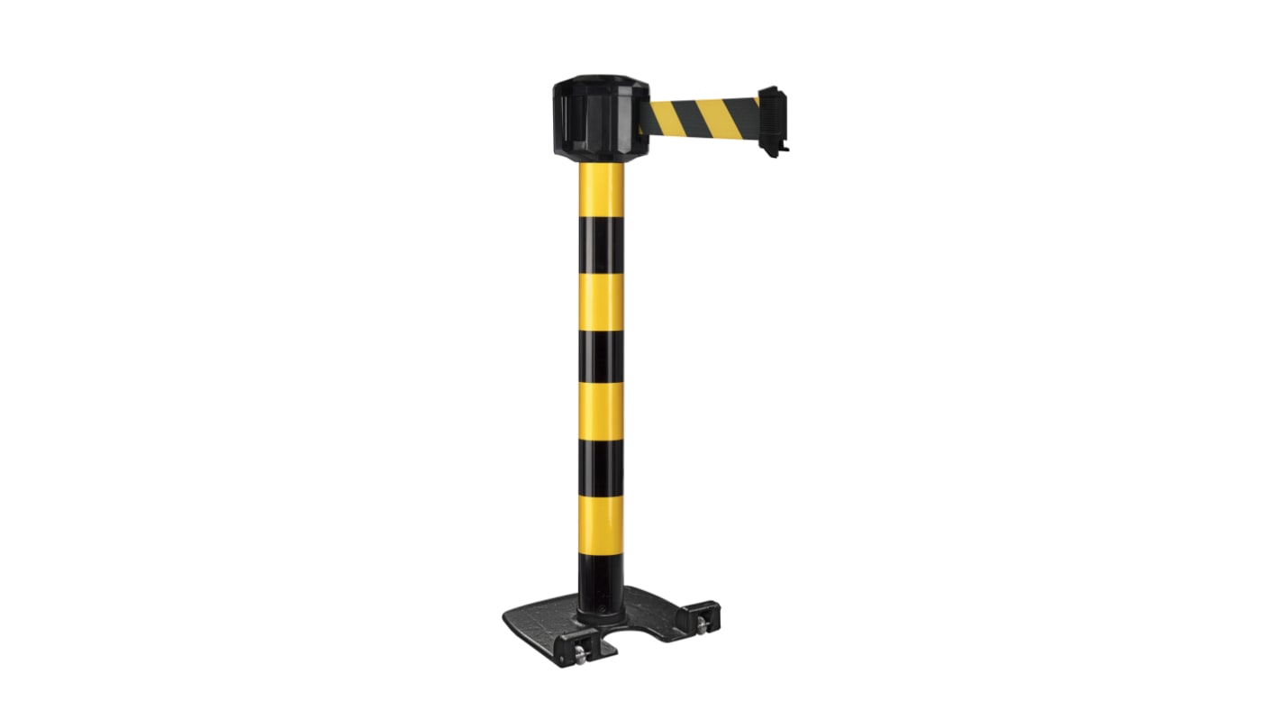 Viso Black & Yellow Aluminium Retractable Barrier, 10m, Black, Yellow Tape