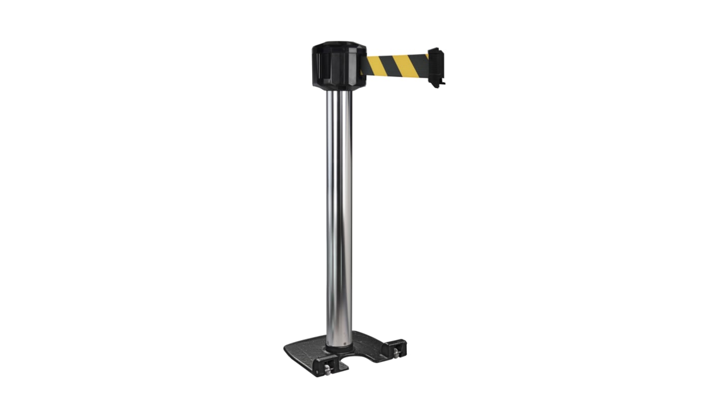 Viso Grey Aluminium Retractable Barrier, 10m, Black, Yellow Tape