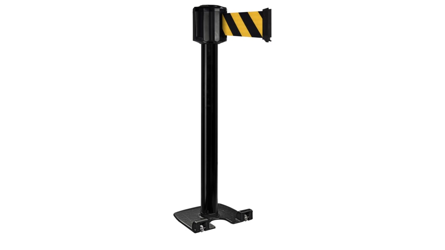 Viso Black Aluminium Retractable Barrier, 10m, Black, Yellow Tape