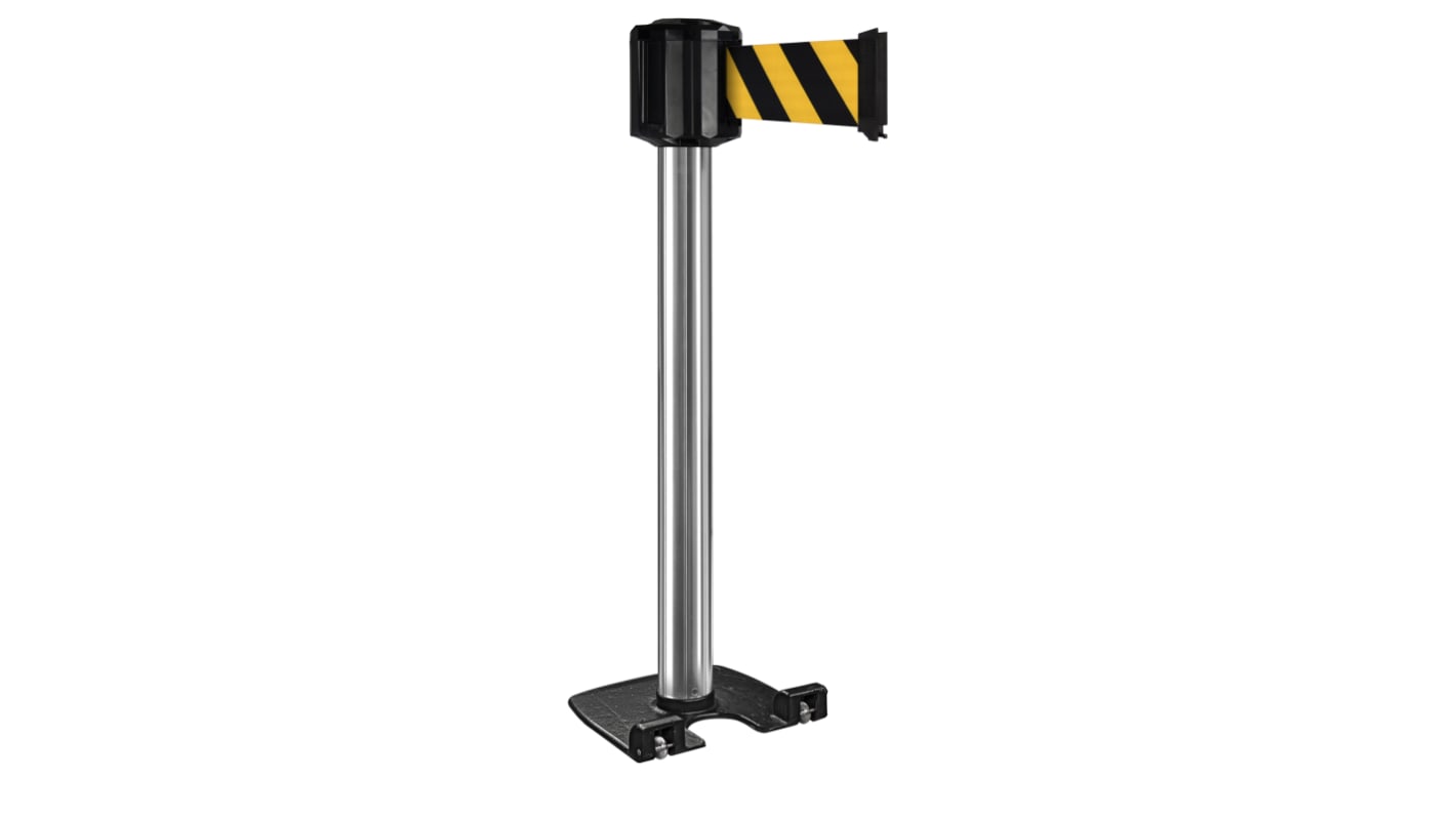 Viso Grey Aluminium Retractable Barrier, 10m, Black, Yellow Tape