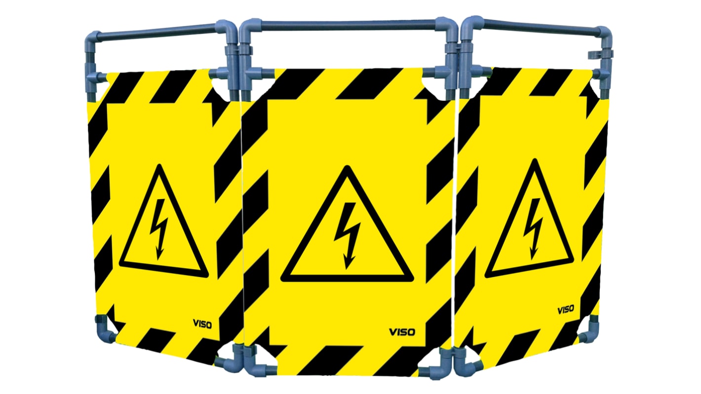 Viso Black & Yellow Polyester Safety Barrier, Black, Yellow Tape