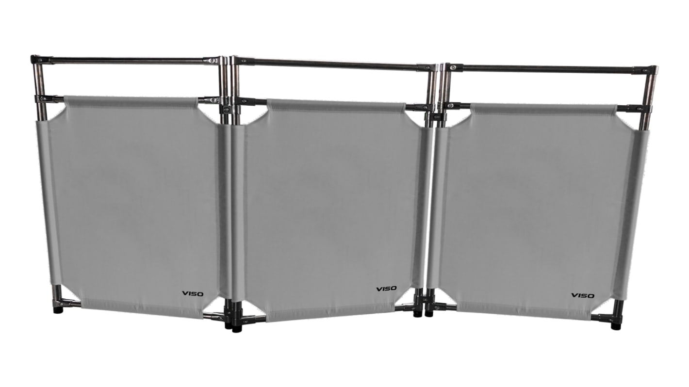 Viso Grey Stainless Steel Folding Barrier, Grey Tape