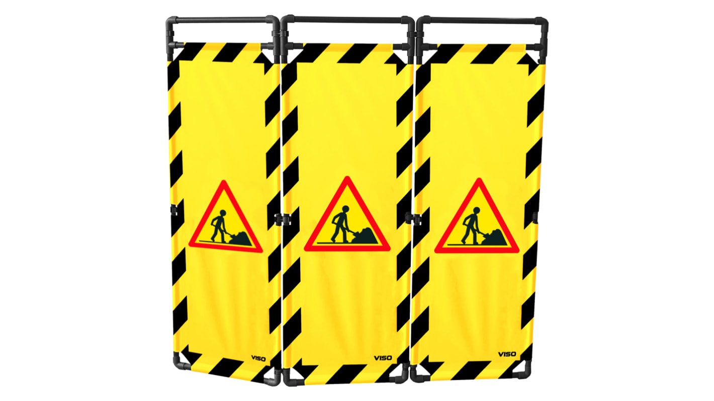 Viso Black & Yellow PVC Folding Barrier, Black, Yellow Tape
