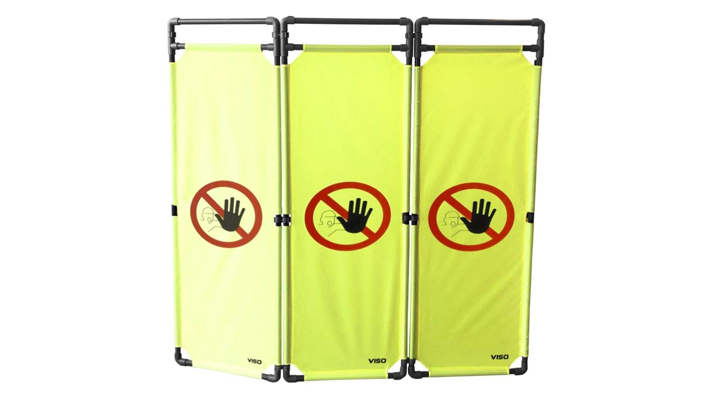 Viso Black & Yellow PVC Folding Barrier, Black, Yellow Tape