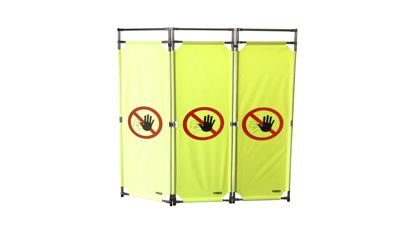 Viso Yellow/Black Stainless Steel Folding Barrier, Grey Tape