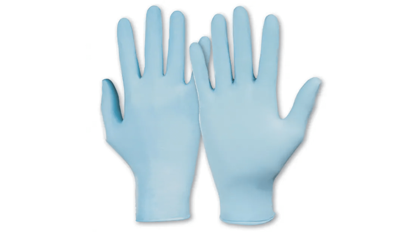 Honeywell Safety Dermatril 740 Light Blue Powder-Free Nitrile Disposable Gloves, Size 6, Food Safe, 50Pairs per Pack