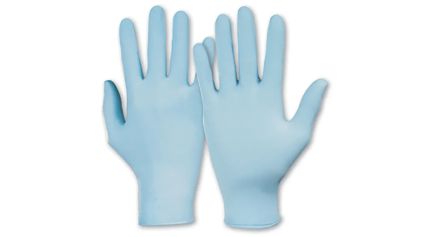 Honeywell Safety Dermatril 740 Light Blue Powder-Free Nitrile Disposable Gloves, Size 7, Food Safe, 50Pairs per Pack