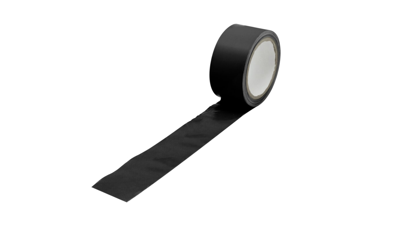 RS PRO Black PVC 33mm Hazard Tape, 0.15mm Thickness