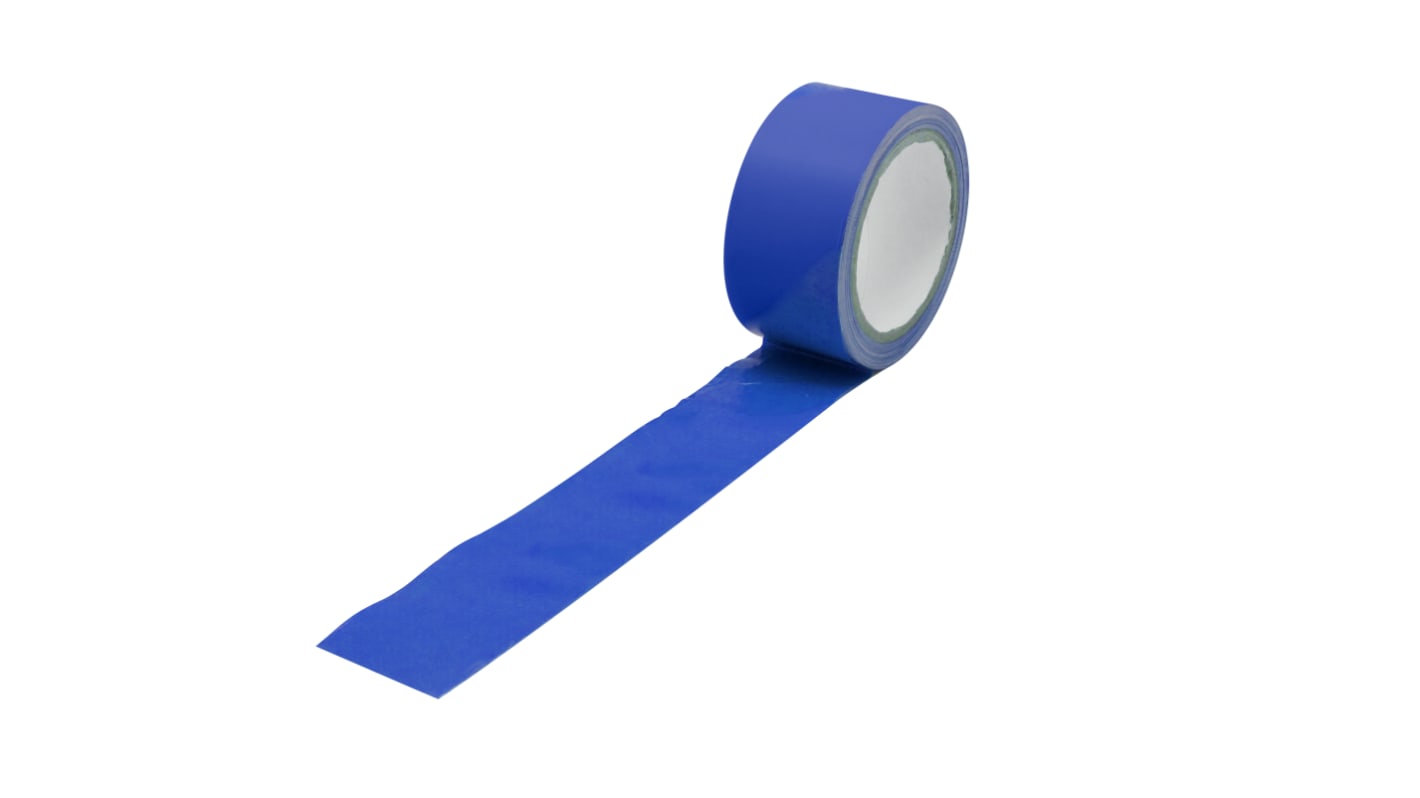 RS PRO Blue PVC 33mm Hazard Tape, 0.15mm Thickness