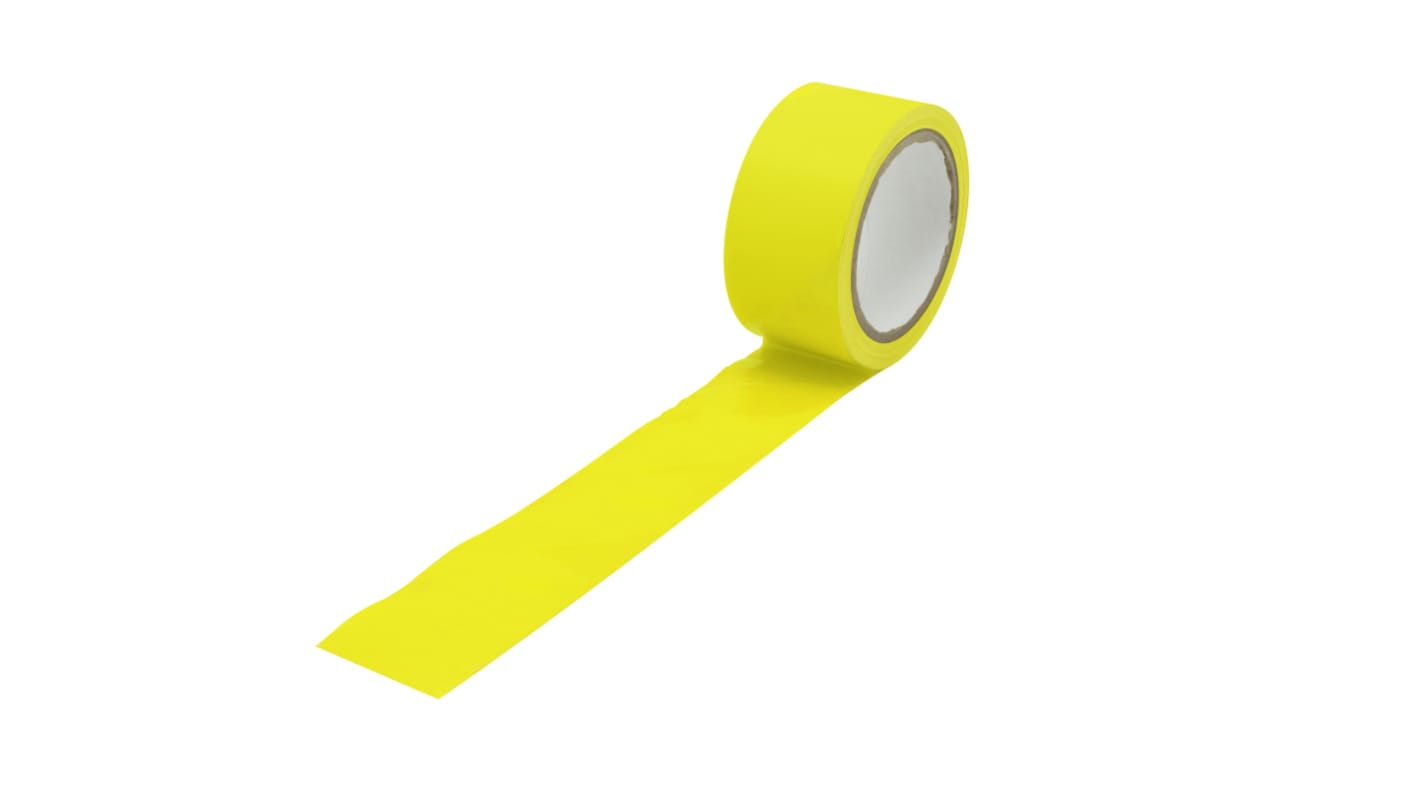 RS PRO Yellow PVC 33mm Hazard Tape, 0.15mm Thickness