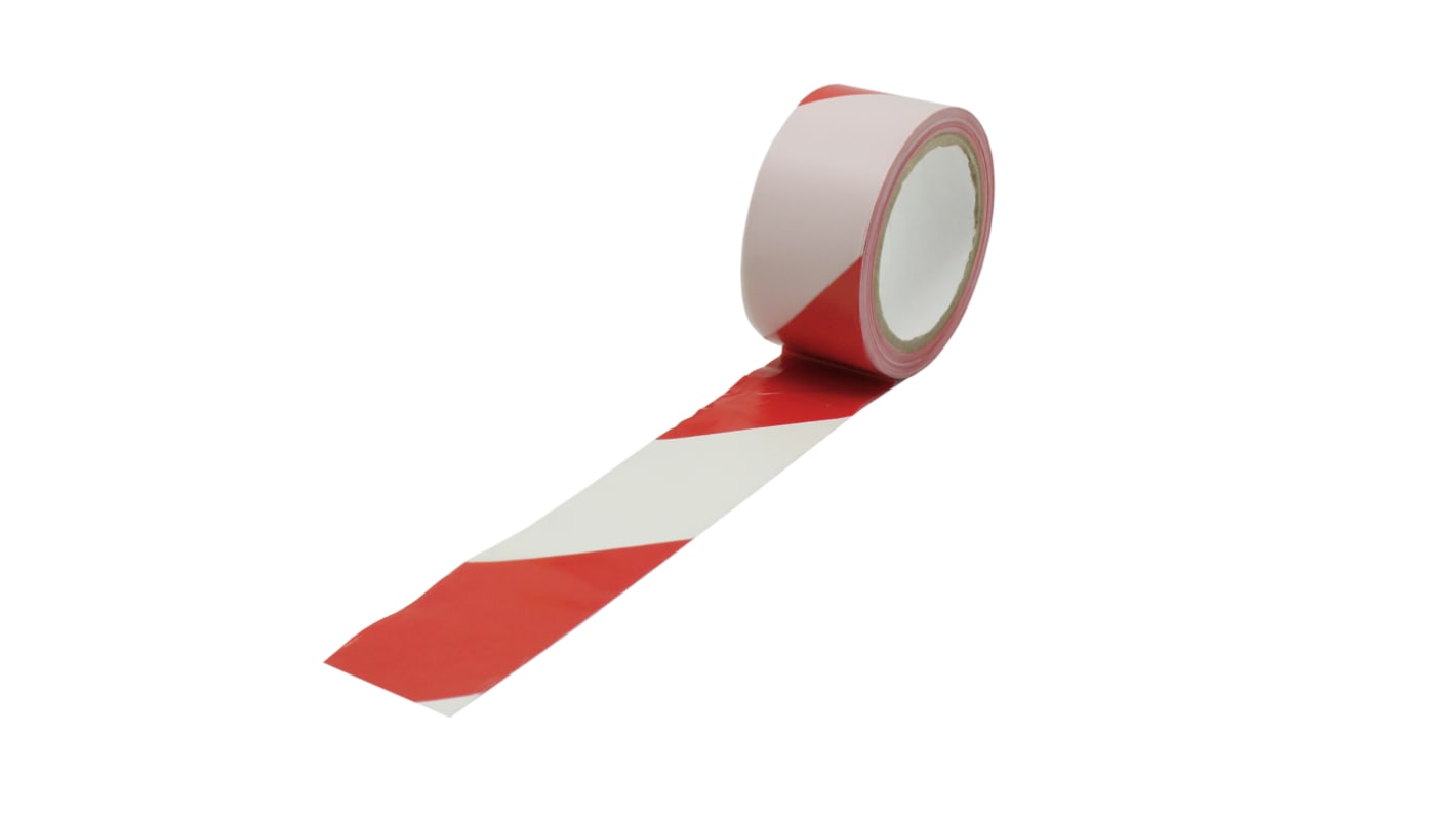RS PRO PVC Trassierband Rot/Weiß Typ Klebeband, Stärke 0.15mm, 50mm x 33mm