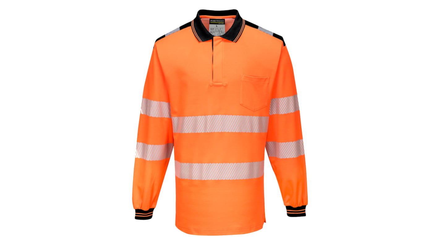 Polo Shirt Hi-Vis Long Sleeve Orange And