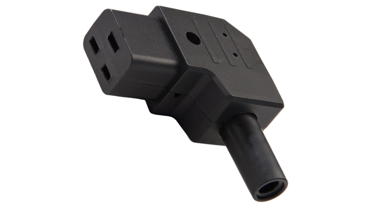 RS PRO C19 Left Angle Cable Mount IEC Connector Socket, 16A, 250 V