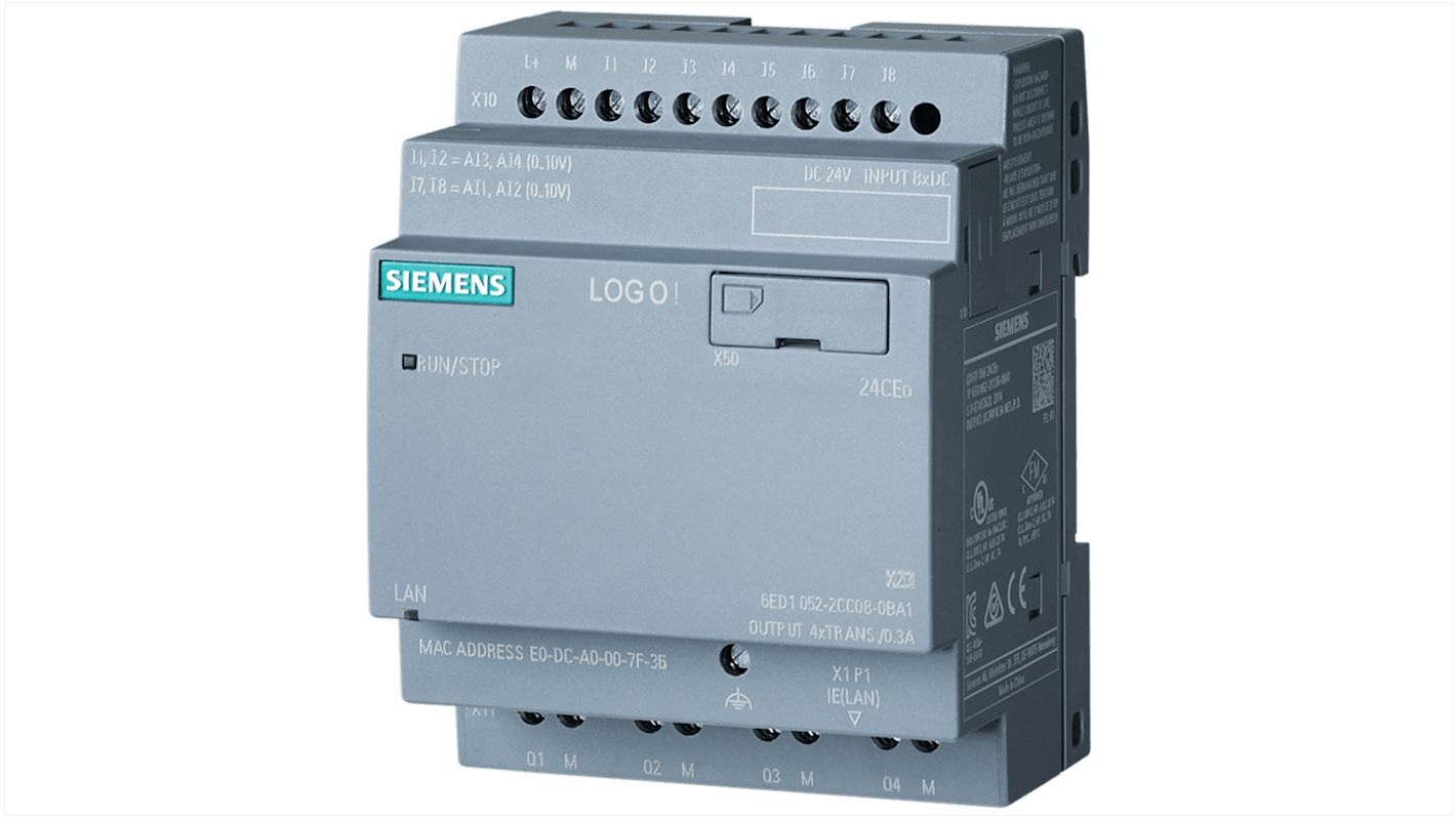 Siemens LOGO! Series Logic Module for Use with LOGO! 8.4, 24 V dc Supply, Transistor Output, 12-Input, Analogue,