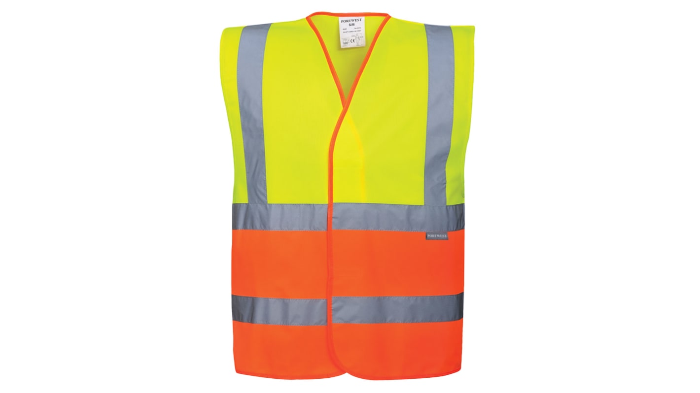 Portwest Orange/Yellow Comfortable, Soft Hi Vis Vest, L to XL