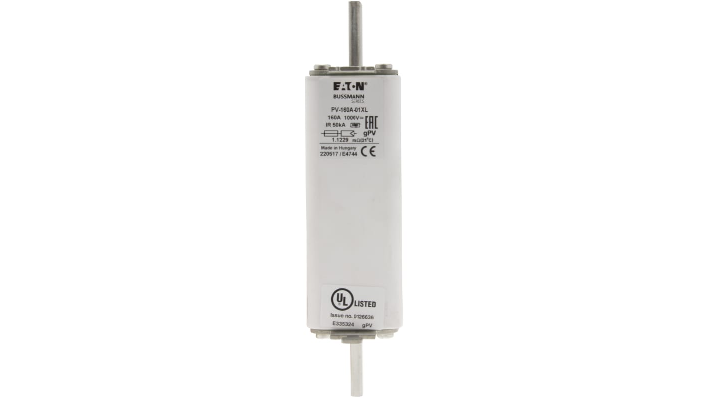 Fusibile con linguette, Eaton, 160A, fusibile 218 x 61 x 84mm, standard IEC 60269-6, fori di fissaggio da 189mm 1kV